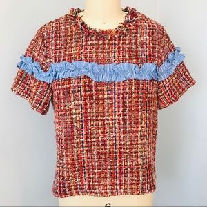 Zara Multi-Color Tweed Top
